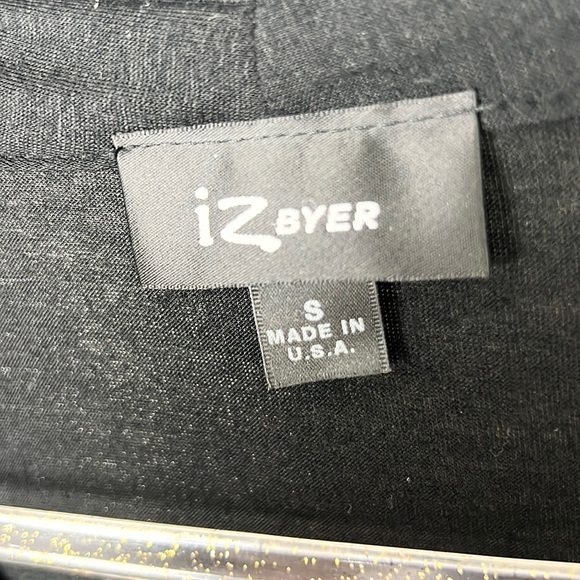 IZ BYER |🐼Black White Striped Faux Layered Mixed Media 1/2 Sleeves Loose Blouse - Picture 10 of 11